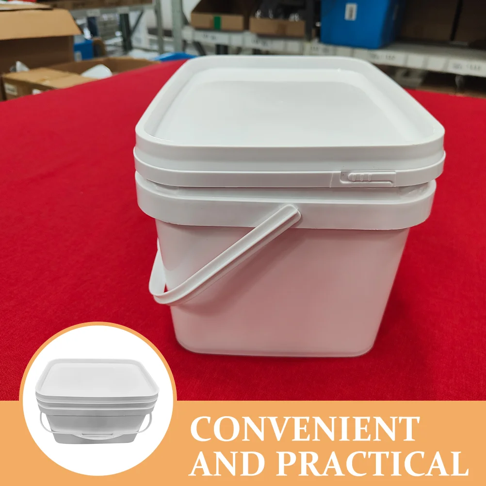 Paint Bucket White 3L Square Handheld Wide Bucket With Lid Mouth PP Material Storage Storage Container Container