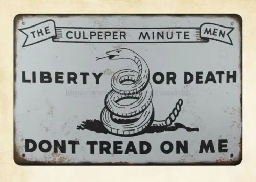 art garage LIBERTY OR DEATH DON'T TREAD ON ME snake metal tin sign