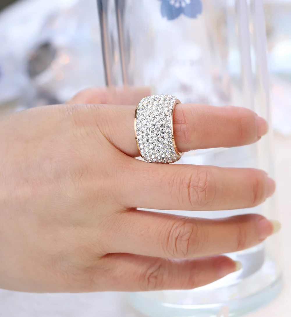 High Quality Wedding Ring Rose Gold-Color Stainless Steel With Austrian Crystals Rings For Women Wedding Jewelry image 4