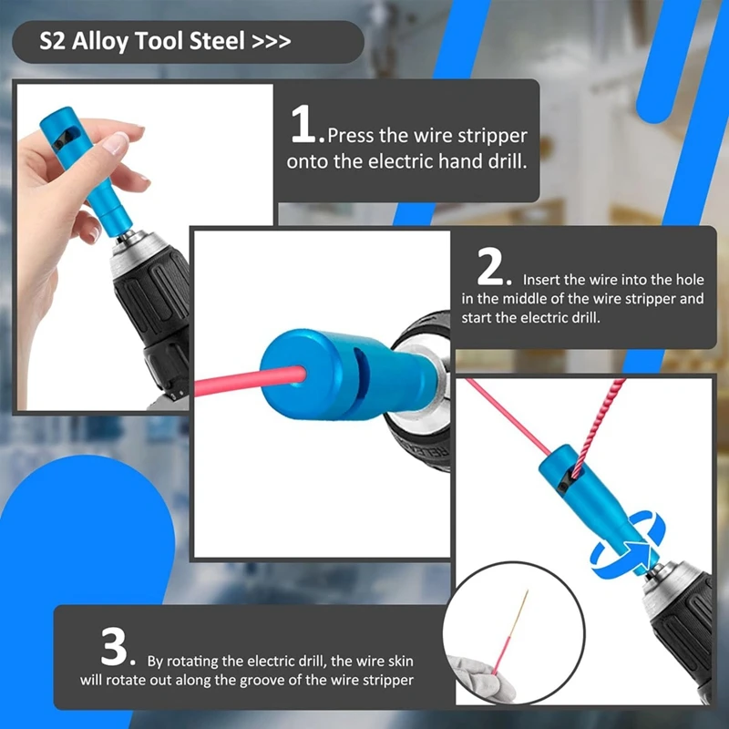 Wire Stripper Set Kit Aluminum Alloy Cable Twisting Stripping Tool Kit Power Drill Wire Stripper Cutter (2.5-4 Square Universal)