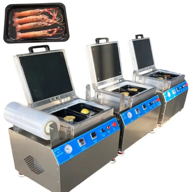 Factory Price Pneumatic Semi-Automatic Vacuum Packaging Machine For Fresh Meat Seafood With Paper/Plastic Film For Vacuum Pump