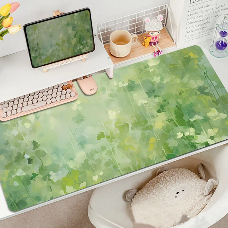 Creative watercolor mouse pad oversized oil painting green fresh eye protection girls laptop table mat