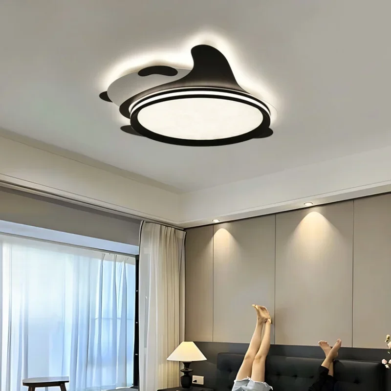 Cartoon Panda LED Ceiling Light for Children's Room Modern Simple Bedroom Lighting Full Spectrum Eye Protection 2026 New Design