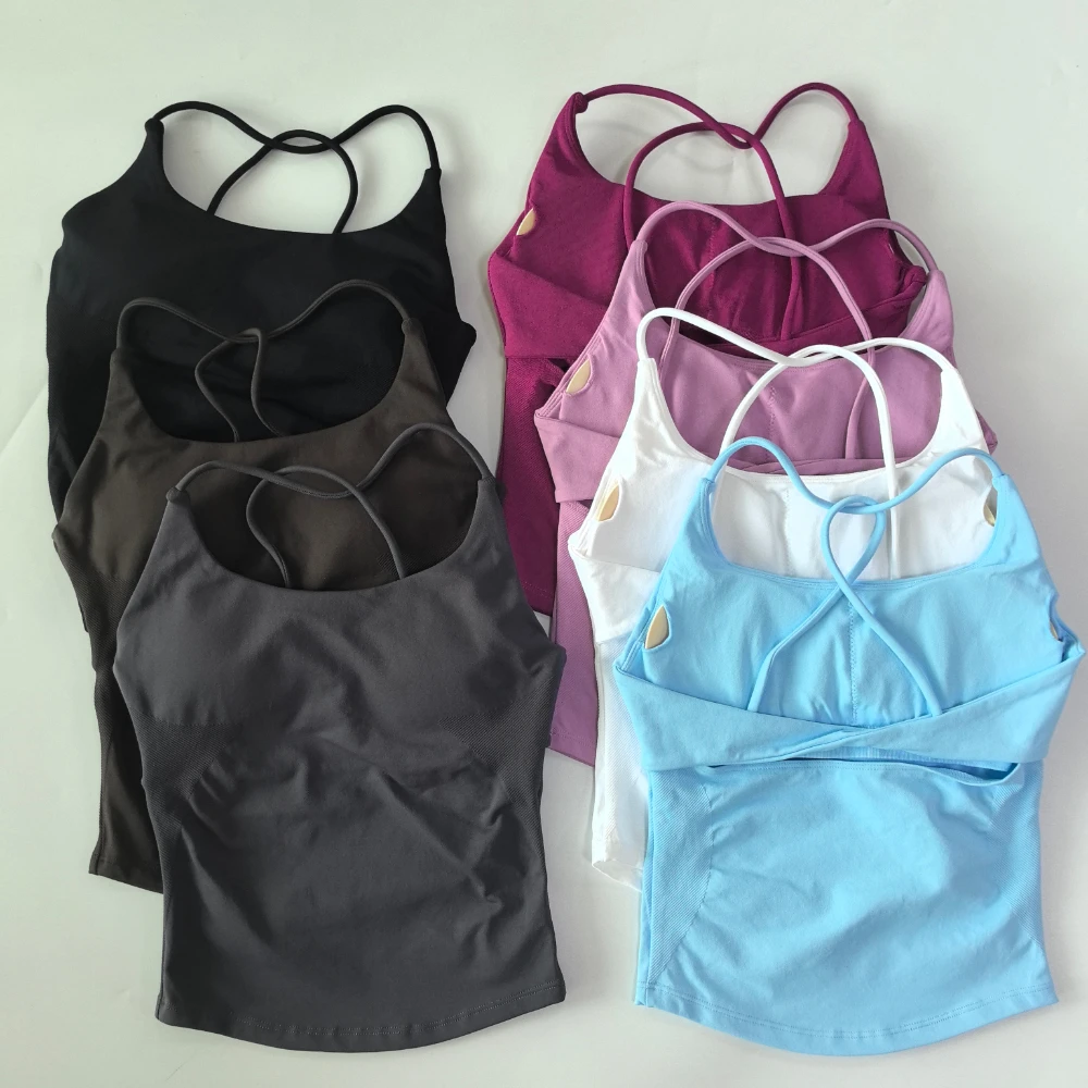 Pericic Twist Back Top Sexy Rückenfreies Gepolstertes Gym-Top Damen Yoga-Anzug Weste Eingebauter BH Activewear Atmungsaktiver Sport-BH Tanktops – Detail 5