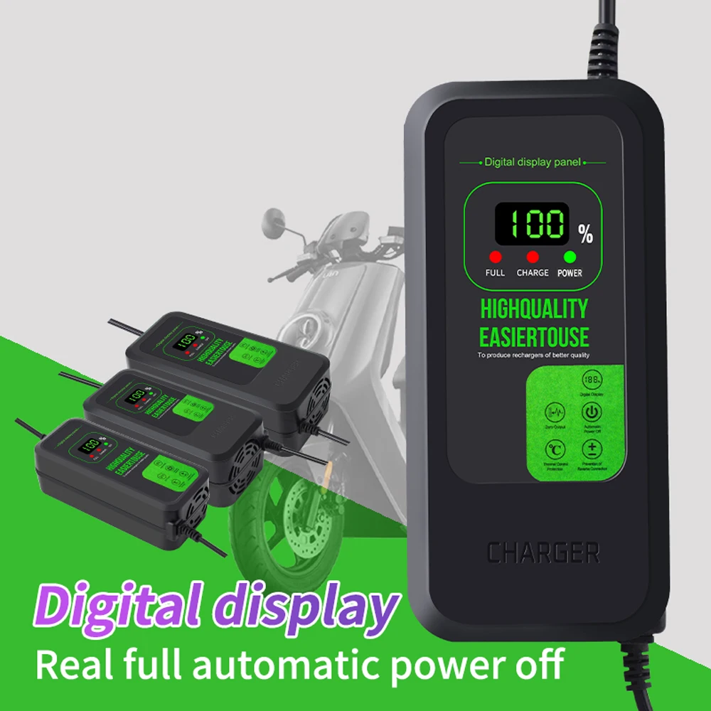 54.6V 2A Li-ion Charger Built-in Fan For Lithium Battery Pack 48V 13s DC5525/GX16/3Pin XLR Adapter For Electric Bike Charger image 3
