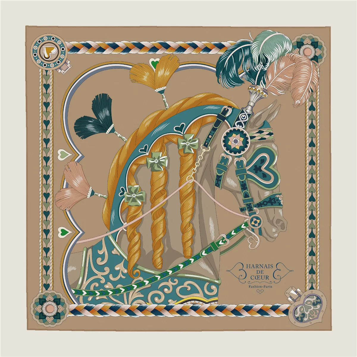 

Двусторонний шарф 110 см, универсальная модная шаль с принтом, весна-осень, элегантные шарфы с рисунком лошади, бандана, шаль