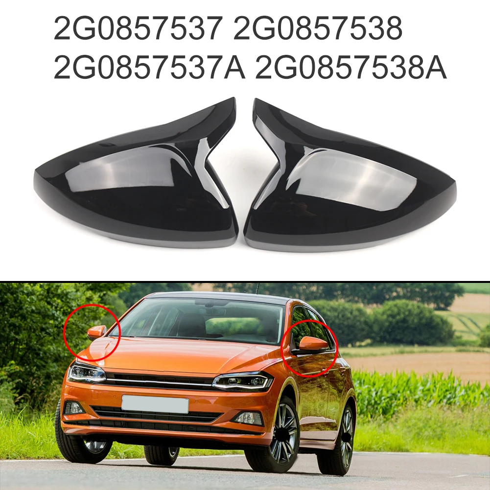 

2Pcs Car Rear View Mirror Cover For Polo MK6 2018-2021 2G0857537 2G0857538 Rearview Mirror Cap Replacement Exterior Parts