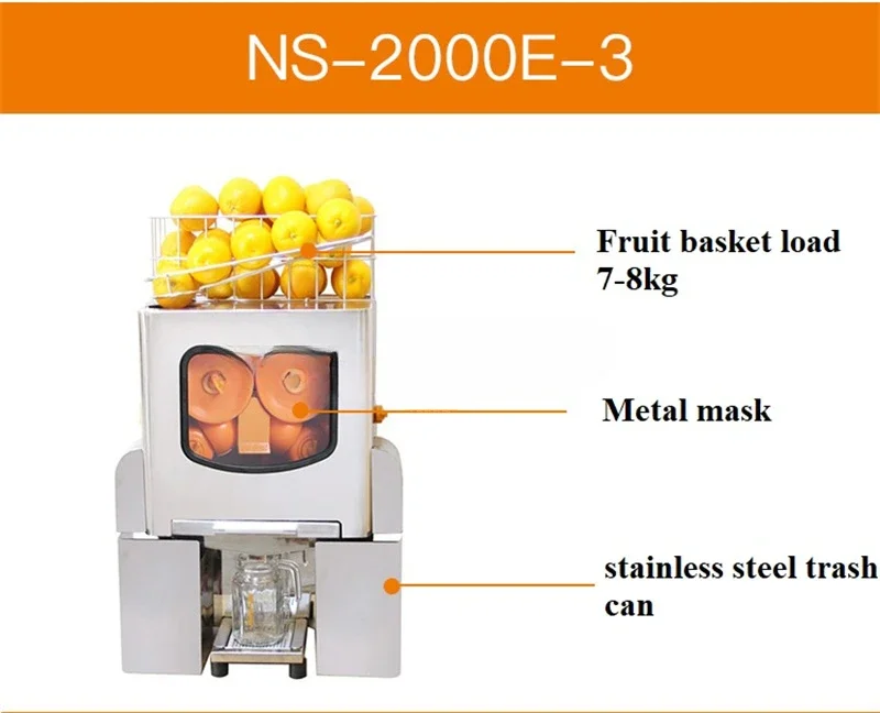 Electric Orange Squeezer Juicer 20 Pcs/Min Lemon Maker Juice Press Machine Drink With Stainless Steel Trash Can And Metal Mask