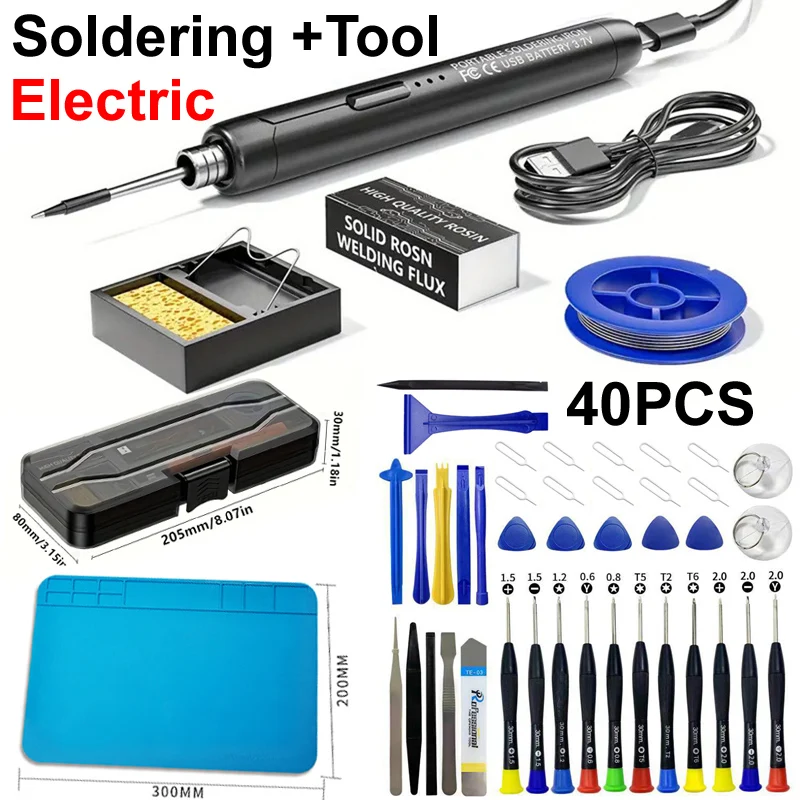 47IN1 USB Type-C 5V 8W Soldering Iron Digital Electric Adjustable Temperature Solder Welding Phone Repair Tool Pad Screwdriver