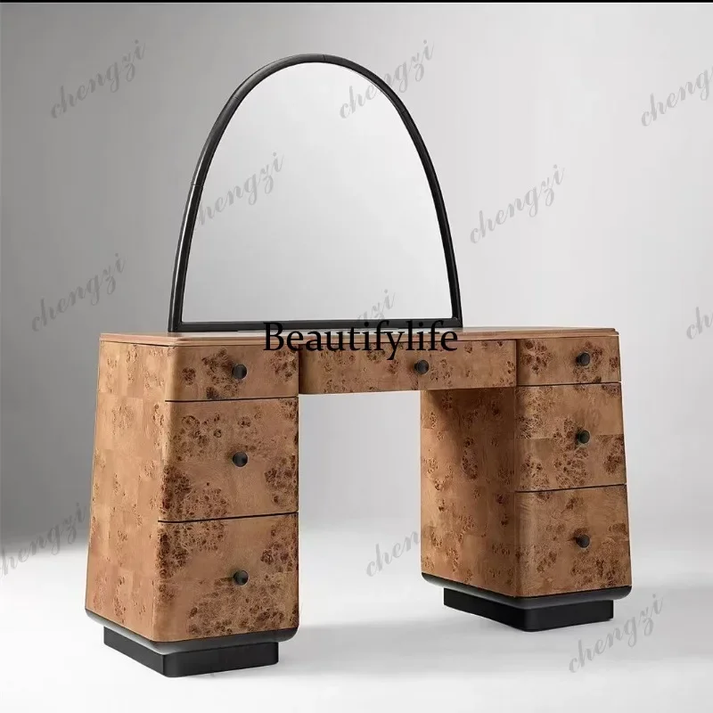 Y136 Medieval style solid wood bark dresser multi-drawer with chest removable makeup table designer bedroom table