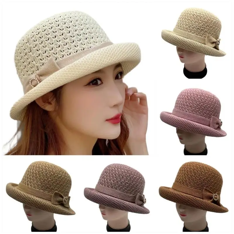 Breathable Knitted Sun Hat with Raised Brim for Stylish Moms