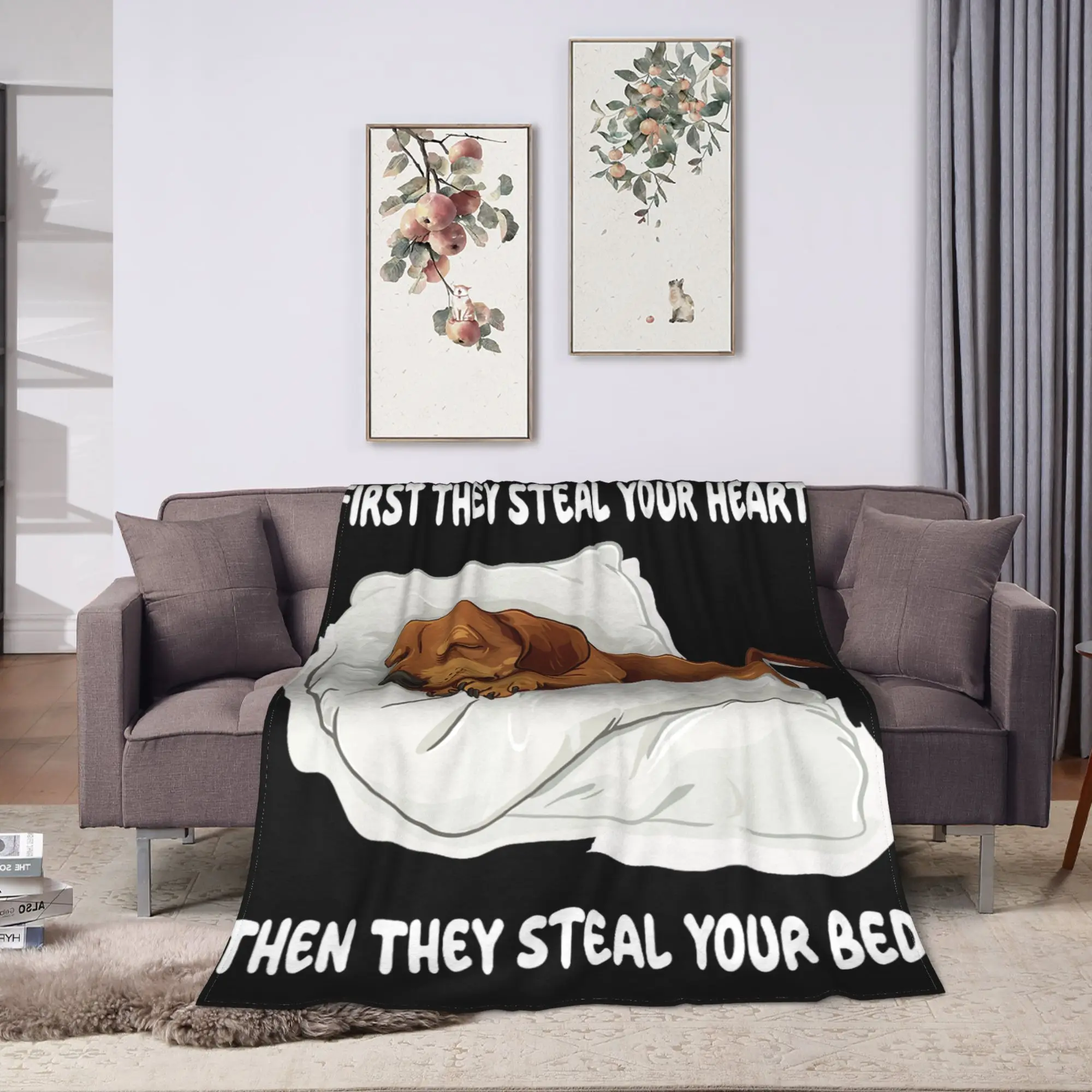 Dachshund Wiener Doxie Sleeping Pajamas Nightgown Blankets Cozy  Throw Blanket Winter Adults Living Room Picnic Bedspread