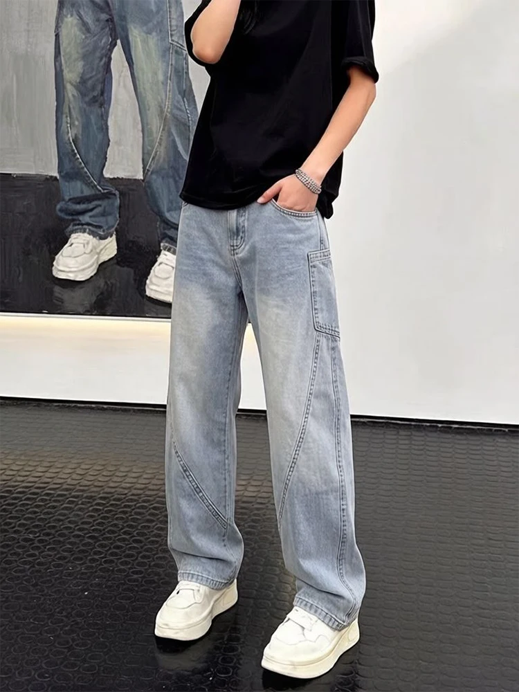 

Мужские джинсы Waed Blue: летние, тонкие, зауженные, прямые, с высокой талией, на молнии, в американском стиле