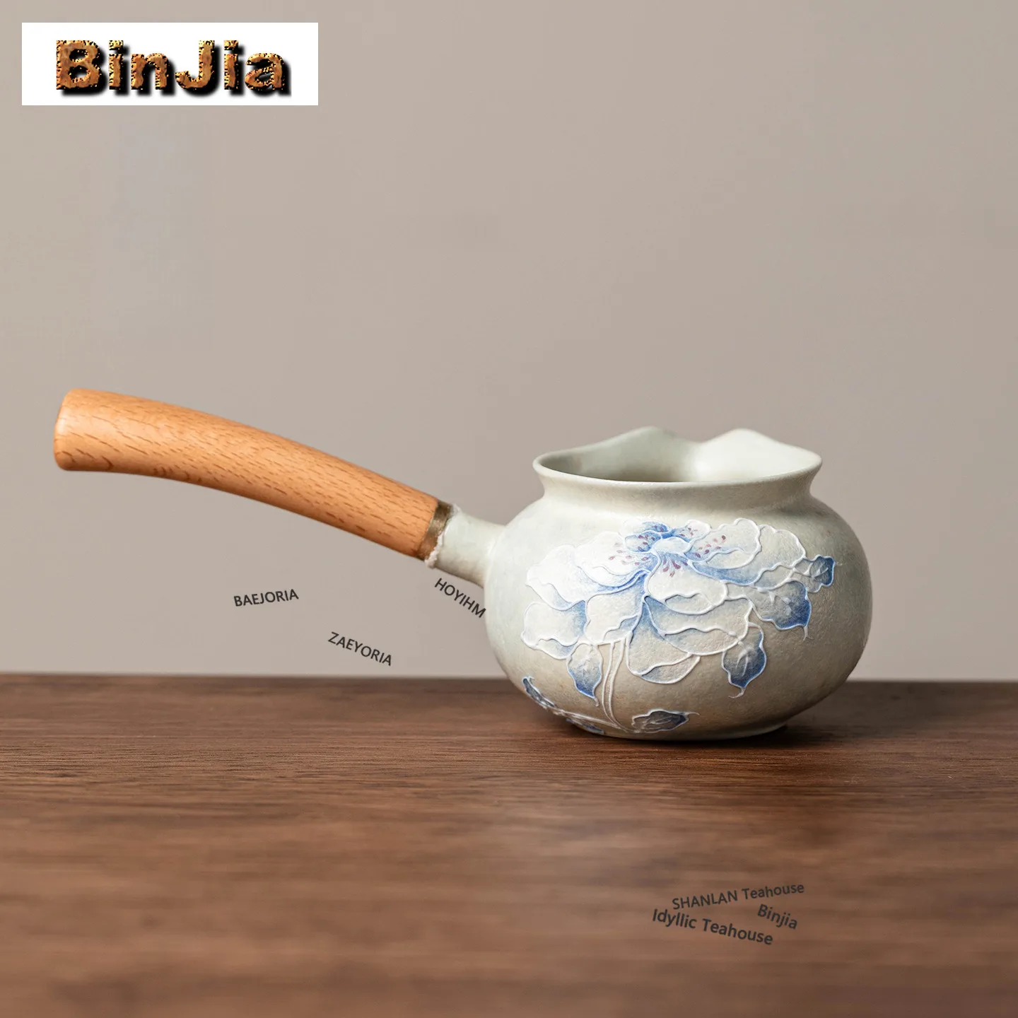 BAEJORIA 180ml Hand-painted Purple Peony Side-handle Tea Pitcher Pour Tea Cha Hai Dispenser Justice Cup Fair Mug Cafes Craft