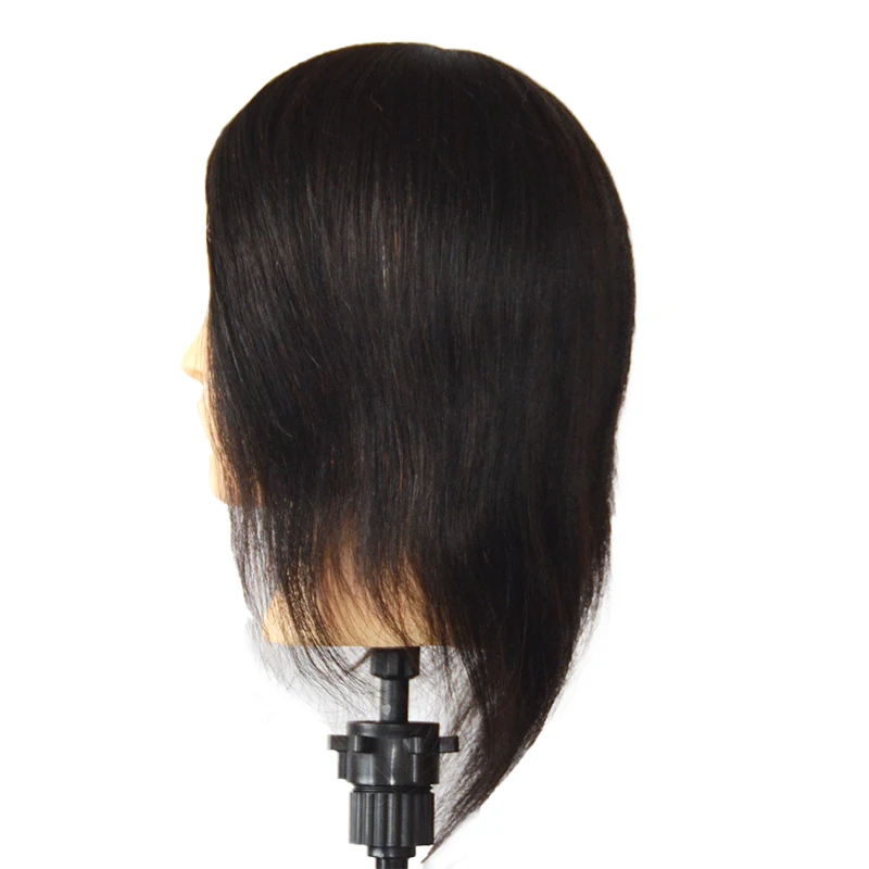 100% 인모 마네킹 헤드 8인치 남성 스타일링 헤드 연습용 미용 스타일링 트레이닝 인형머리 클램프 스탠드 포함