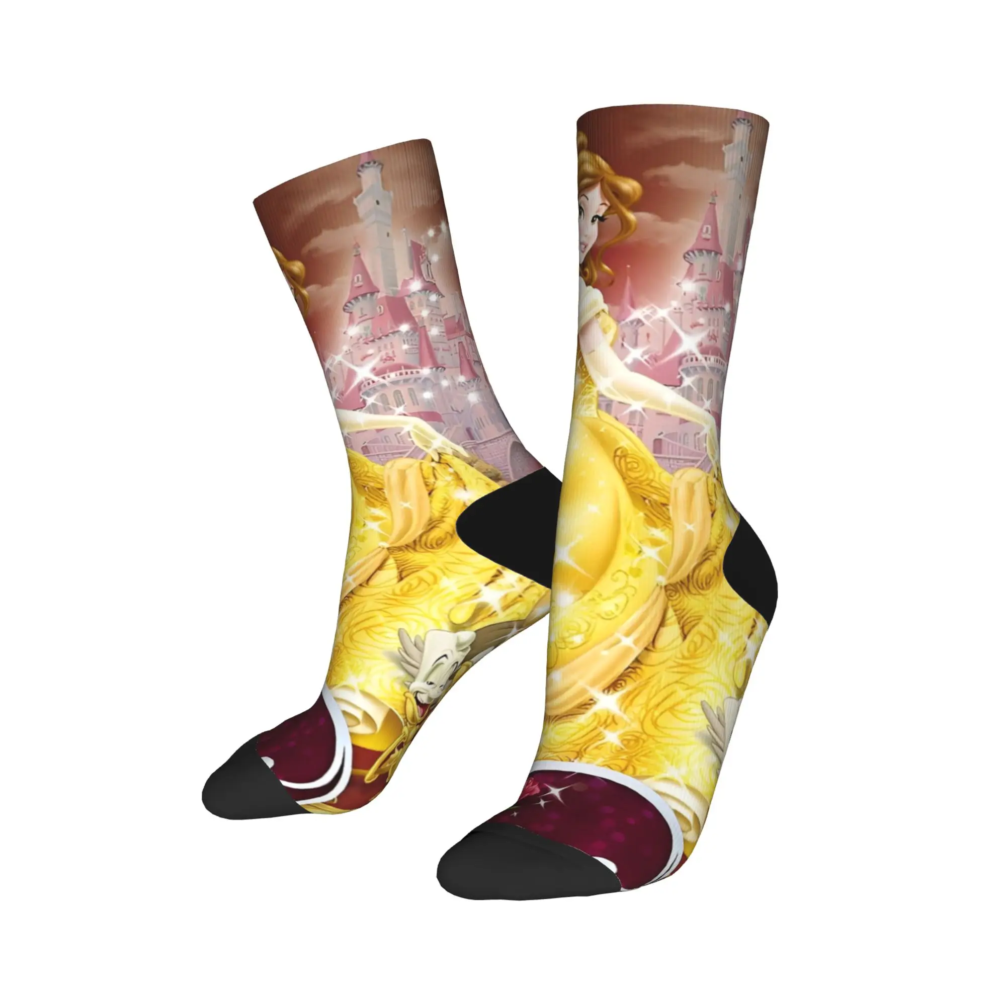 الجمال والوحش جوارب الجدة الجوارب النساء الرجال جودة الجوارب الربيع الجري المطبوعة المضادة للعرق الجوارب هدية