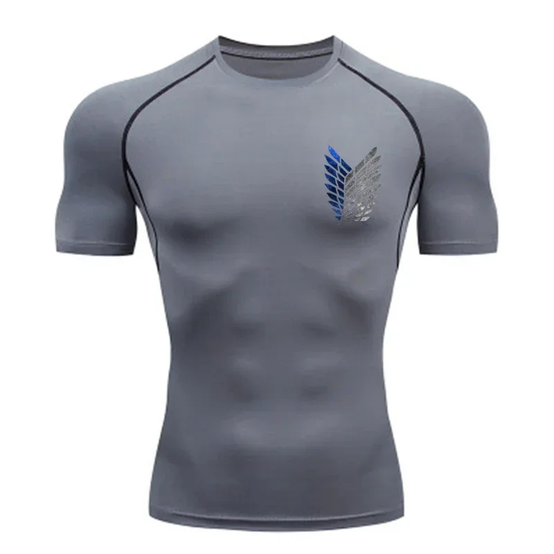 Fashionable Compression T-shirt Men Fitness Tight Short-sleeved Sports Training Jogging Shirt Sportswear Quick-drying Top S-3XL