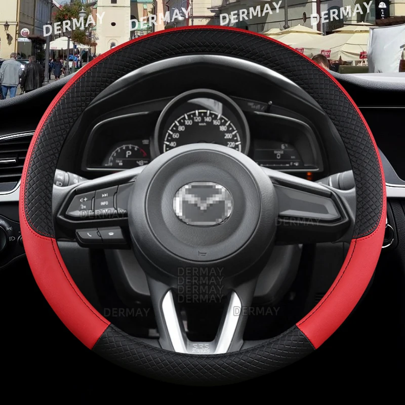 for Mazda CX-3 CX3 2014~2023 Car Steering Wheel Cover 9 Colors PU Leather Non-slip Lattice Design Auto Accessories