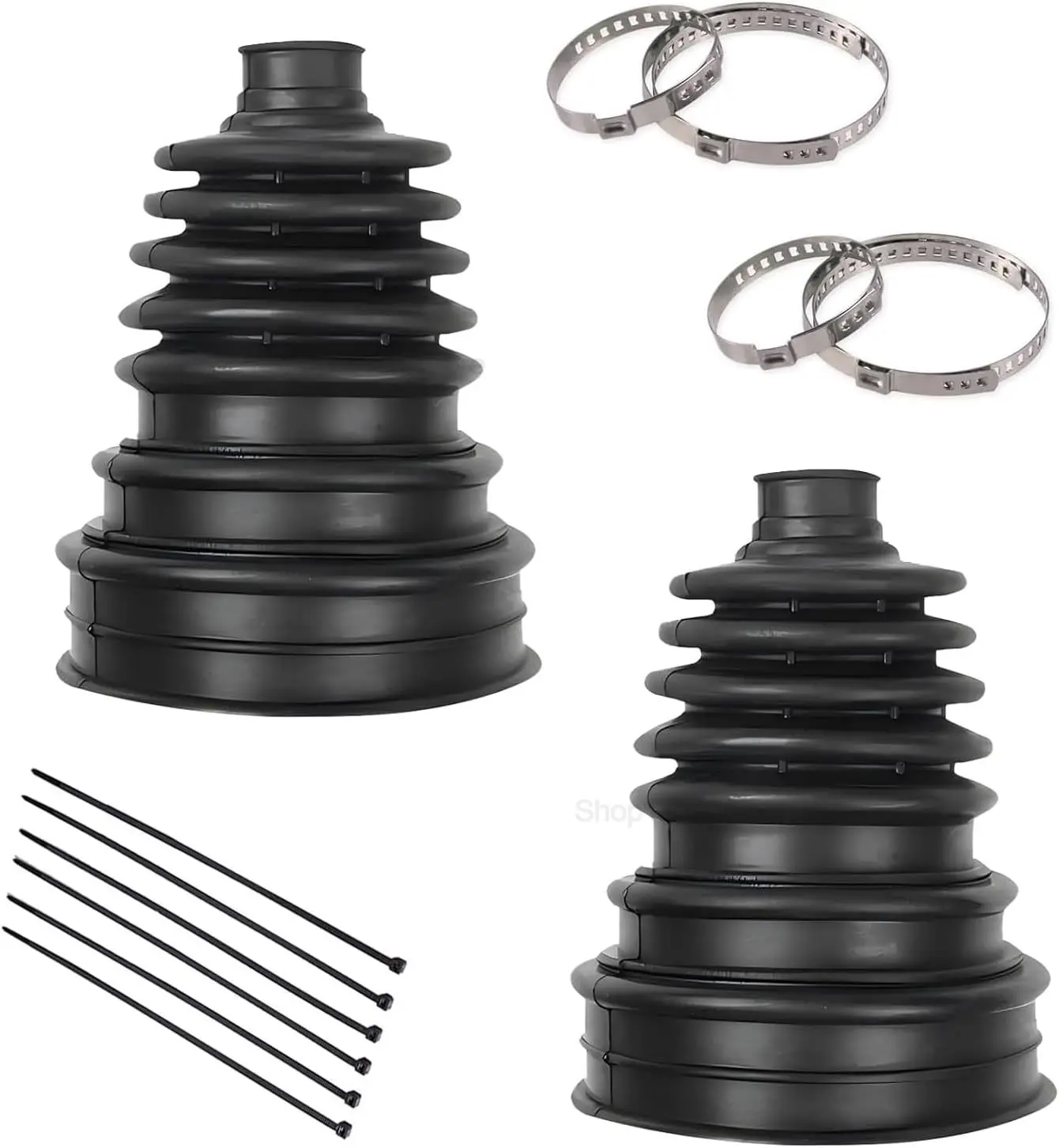2PCS CV Boot Repair Kit, High-temperature Resistant Axle Boot with 4 Stainless Steel Clamps for Most 19mm to 24mm Shaft Vehicles