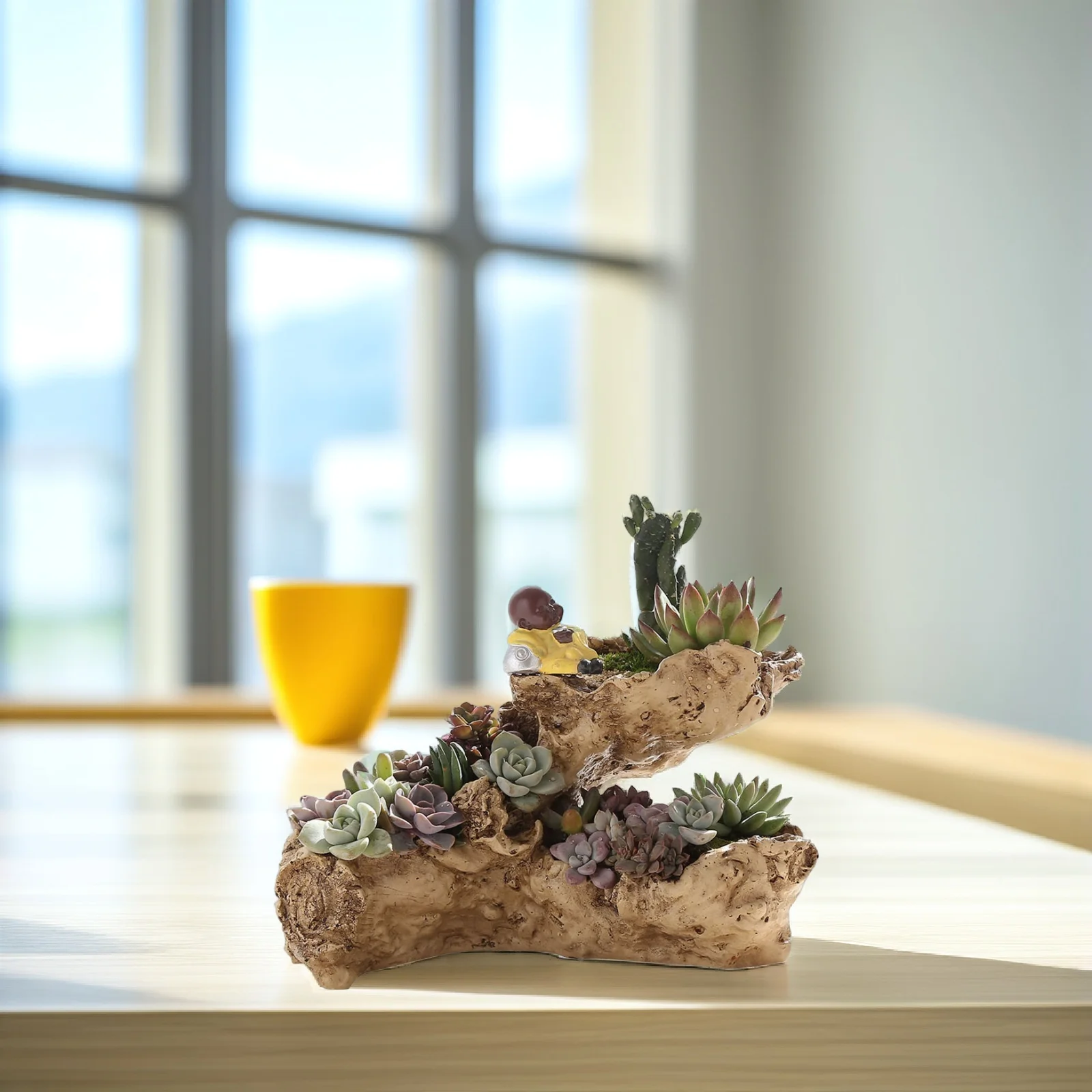

Resin Simulated Tree Root Planter 3 Tier Driftwood Style Flower Pot for Succulents and Moss Unique Multilayer Container Garden
