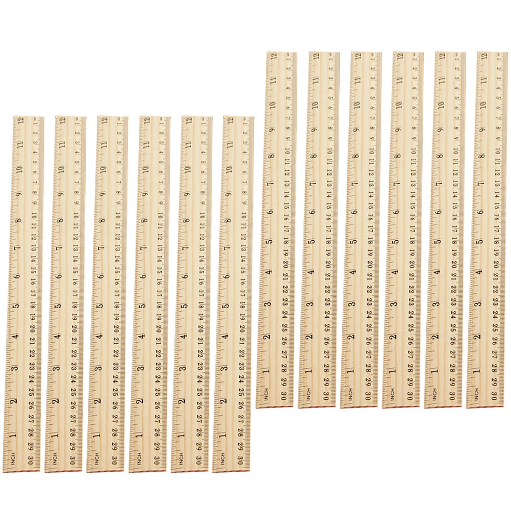 20 Pcs Wooden Ruler Straight Rulers Drawing Measuring Measure Supplies Office Bulk for Aesthetic Woodworking Student