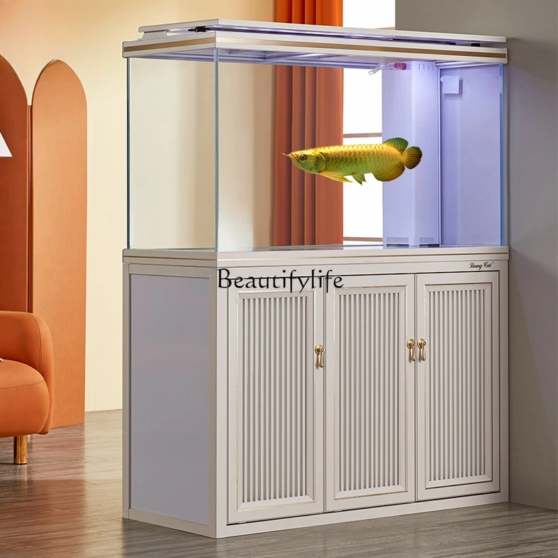 

Ultra-clear Glass Lucky Fortune Home Large Floor-standing Entrance Bottom Filter No Water Change Needed Ecological Fish Tank