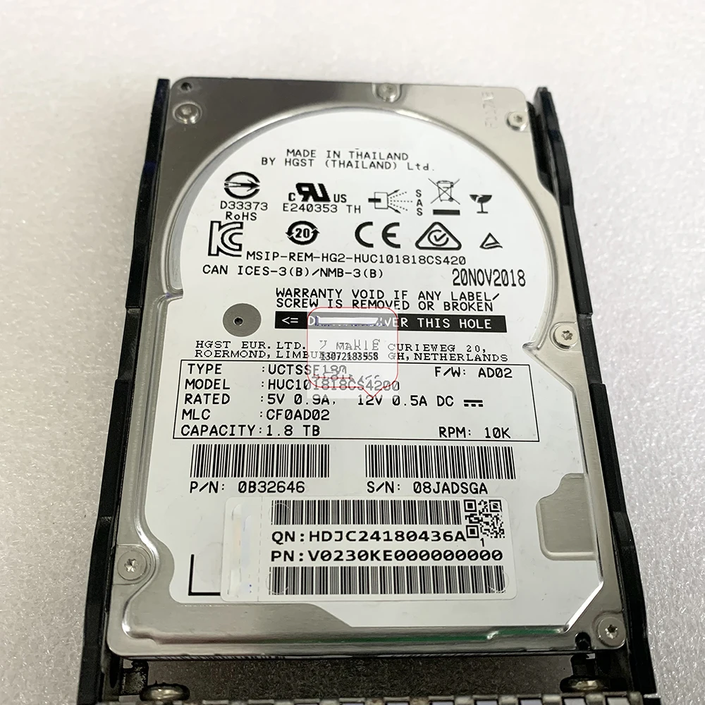 For HGST original hard drive 1.8T SAS 12G V0230KE HUC101818CS4200