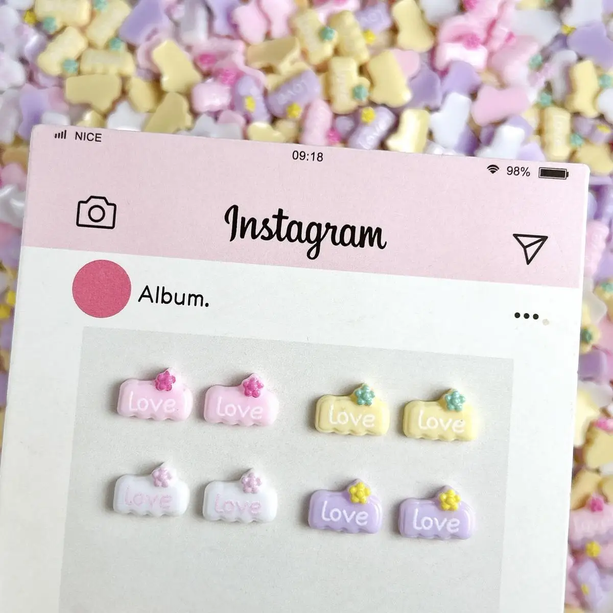 

Cute Cartoon Resin Love Chocolate Nail Art Decoration Accessories 4-Color Square Chocolate Nail Charms Supplies For Manicure DIY