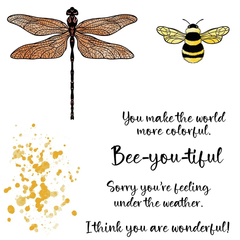 

Summer Days Dragonfly And Bee Cutting Dies Clear Stamp DIY Scrapbooking Metal Dies Silicone Stamp Cards Albums Decor