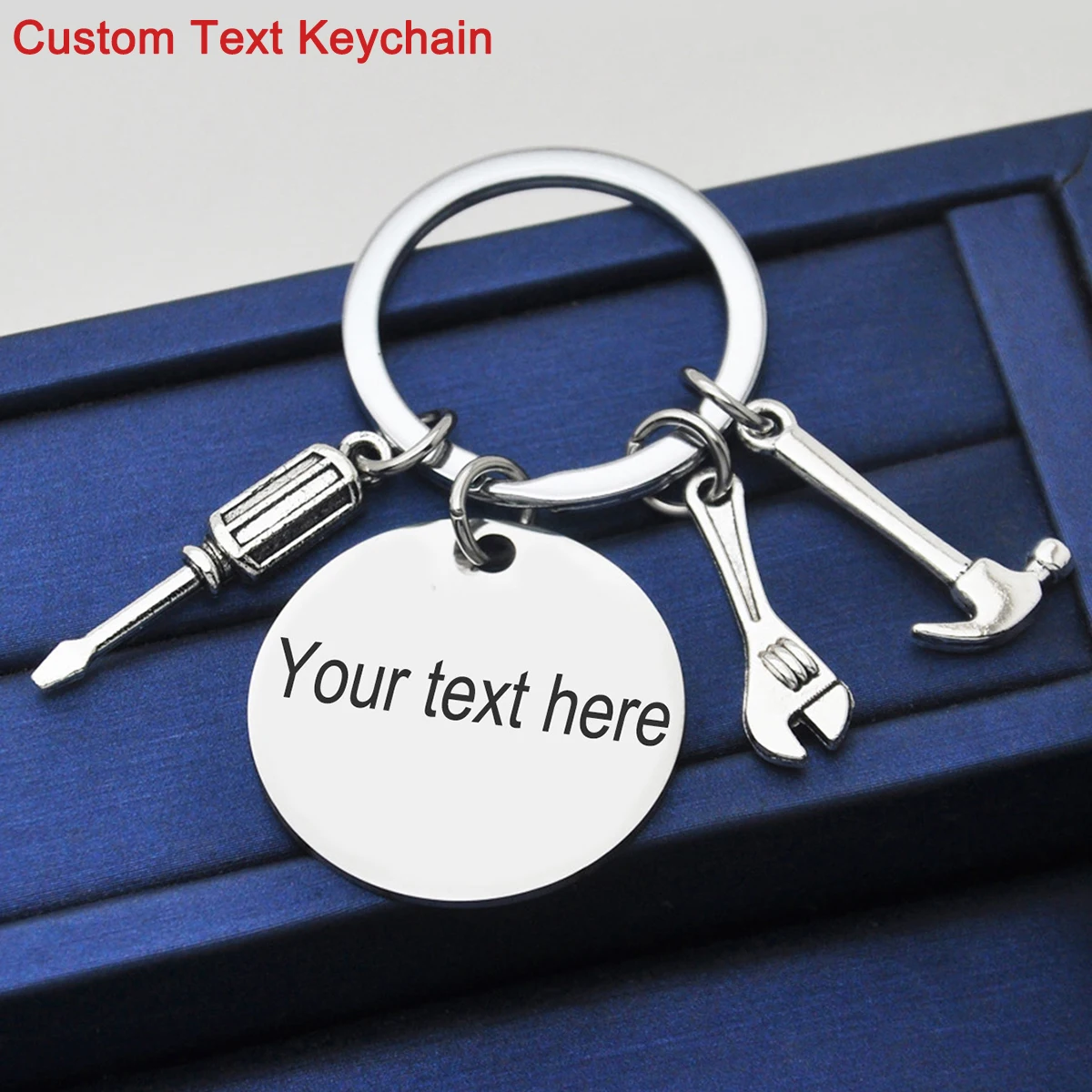 

Custom Text Keychain Father's Day Customized Name Key Chain Gift Laser Engraving Stainless Steel Personalized Text Key Ring