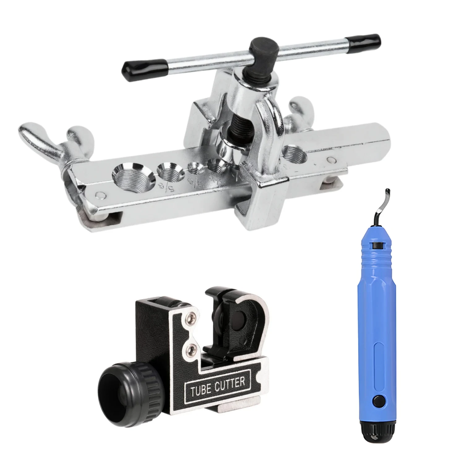 Copper Tube Expander 45 Degree Flaring Tool 3-28mm (1/8" to 1-1/8") Tube Cutter And NB1000 Deburring Tool for Brass and DIY Use