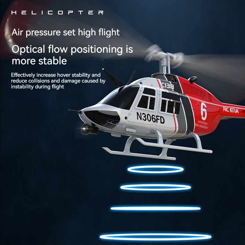 Rhsky-avión teledirigido mejorado C138, hélice única de seis canales, helicóptero de simulación sin alerón, con flujo óptico