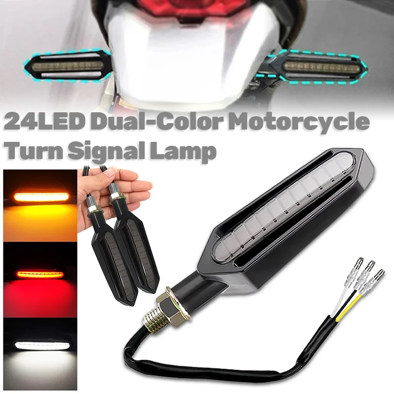 12V 24LED Motorcycle Turn Signal Lamp High Brightness Flowing Water Flasher Indicator Blinker Light Built Relay Flashing Lights