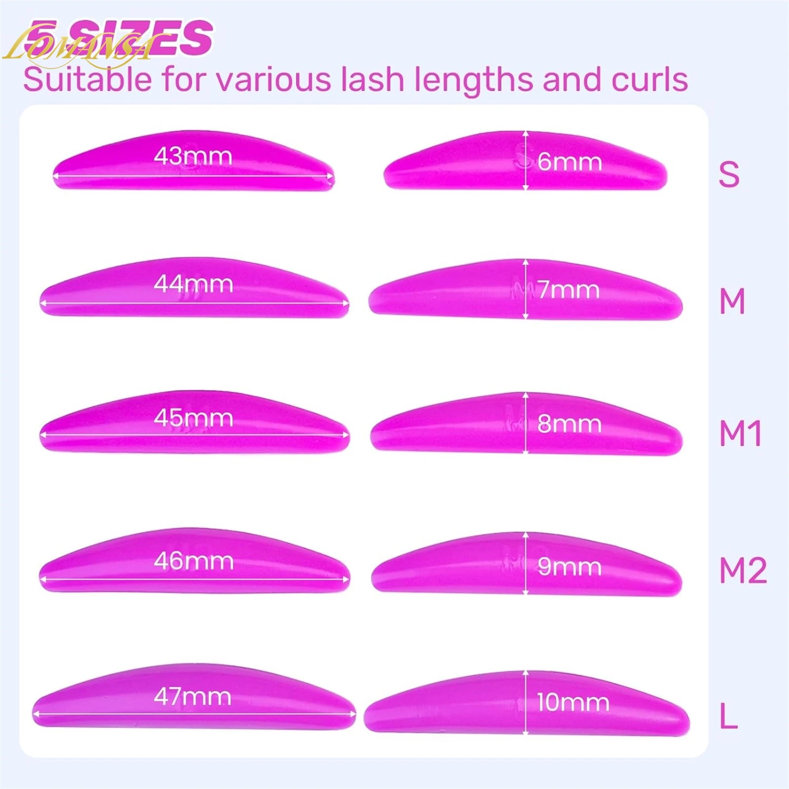 Lomansa 5 أزواج منصات الجفون لزجة للغاية خالية من الغراء قابلة لإعادة الاستخدام جلدة قضيب درع رفع ثلاثية الأبعاد رمش بكرة الشعر اكسسوارات ماكياج أداة