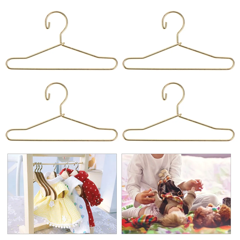 20 Pcs Mini Metal House Clothes Hangers Simulation Wardrobe ganizer Tiny Fold Display Stand Kids Toy Room Neat