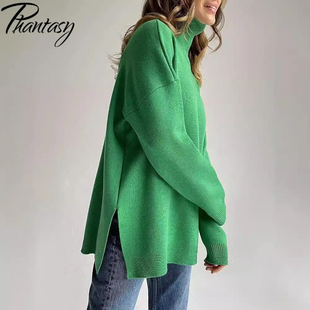 Phantasy Herbst Winter Pullover Warme Rollkragen Pullover Pullover Frauen Oversize Top Weiche Grundlegende Einfarbig Übergroßen Pullover