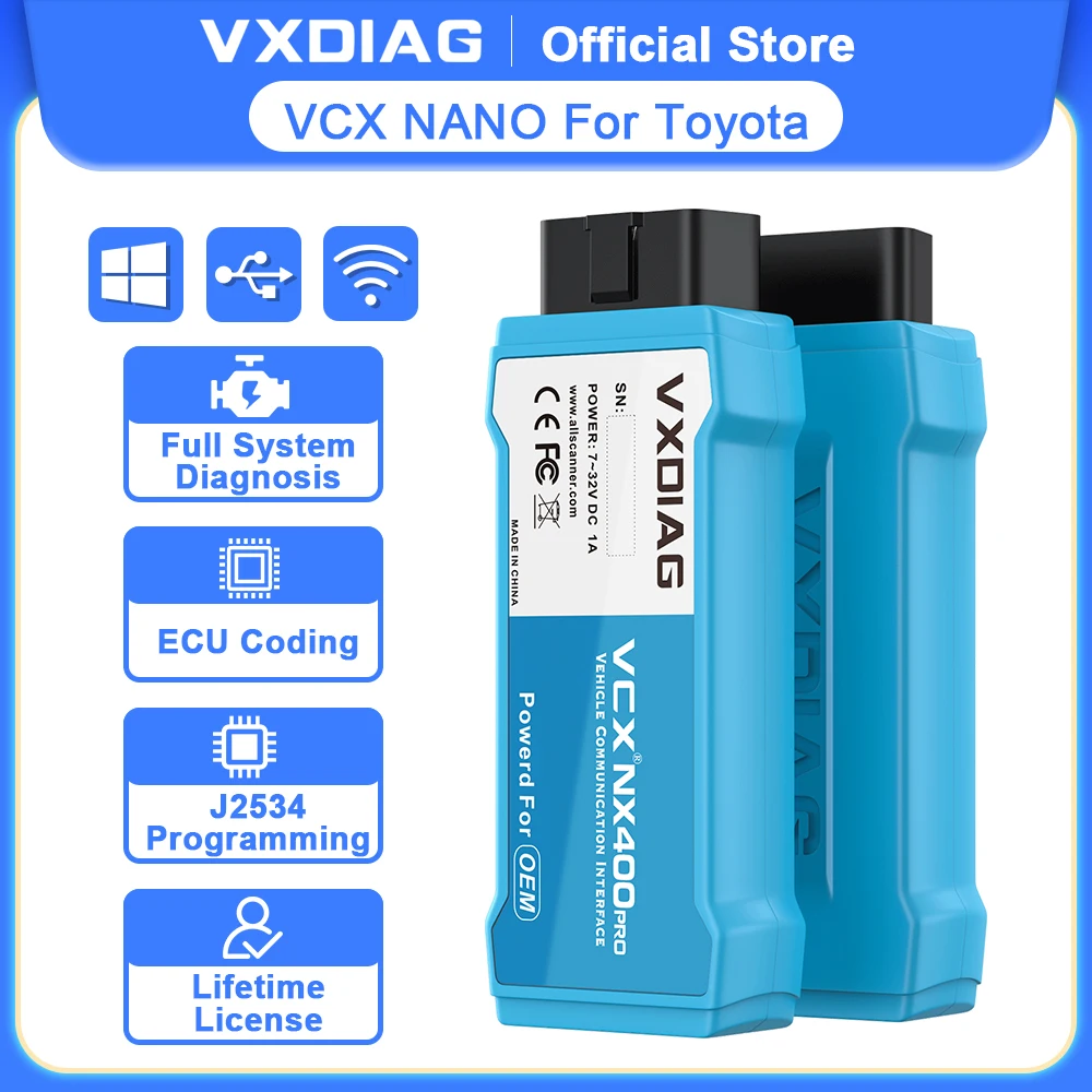 VXDIAG VCX NANO for Toyota TIS for Lexus Car Diagnostic Tool NX400 OBD2 Code Reader Active Test VCI J2534 ECU Programming Coding