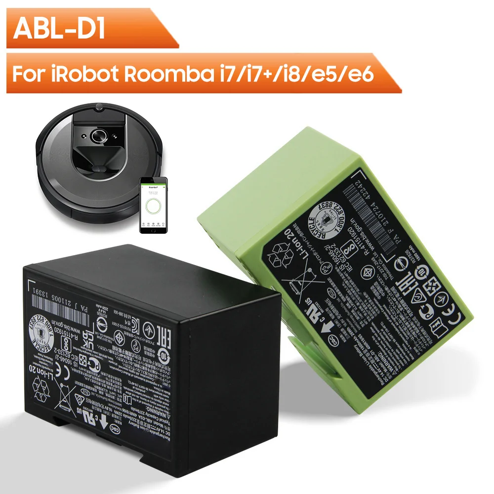เปลี่ยนแบตเตอรี่ ABL-D1 ABL-D2 สําหรับ iRobot Roomba i7 i7 + i8 e5 e6 7550 5150 e 515020   E57150 e5152 e5154 e5158 i3 i4 1800mAh