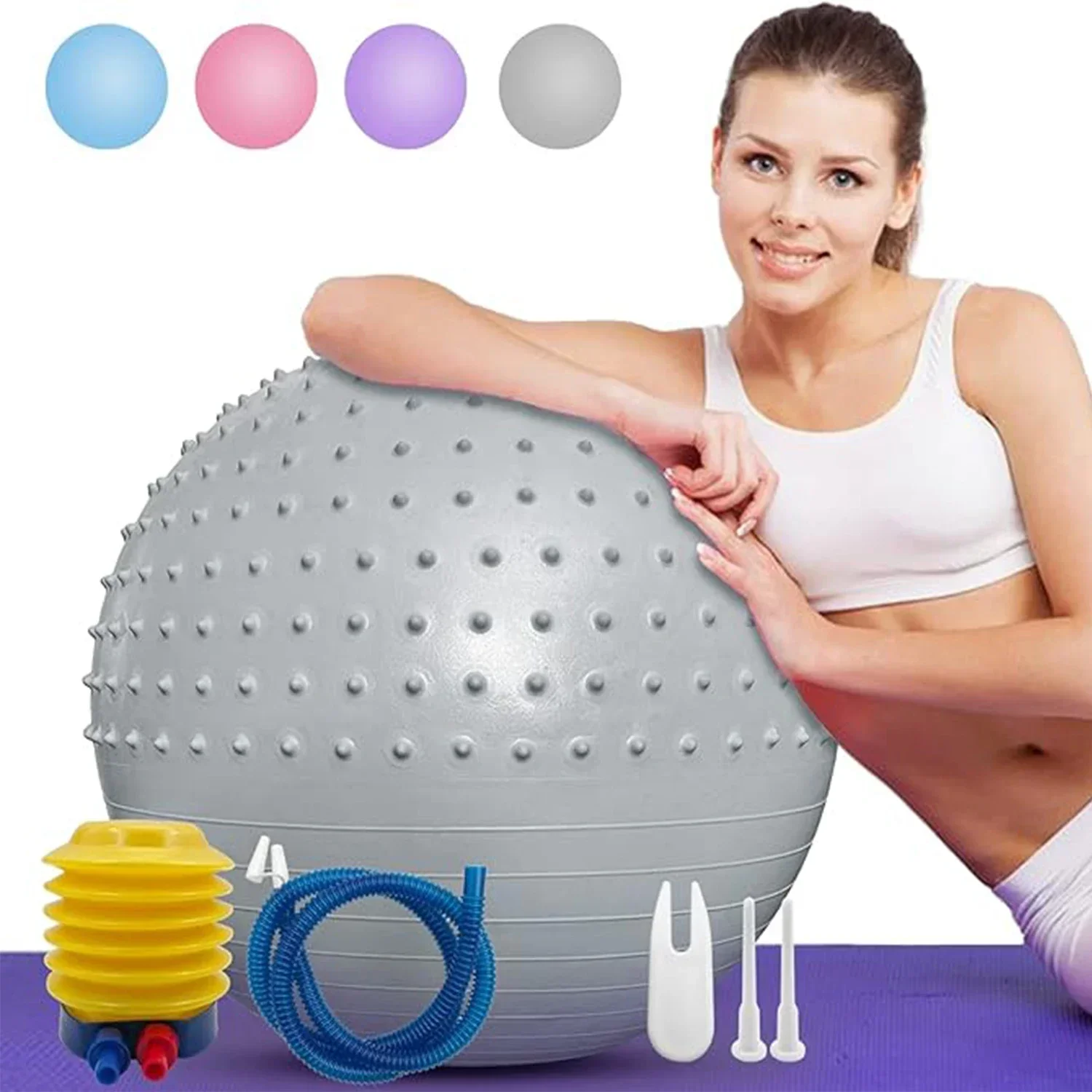 

Yoga and Pilates Exercise Balls, Thick Massage, Anti-burst, Balance, for Fitness, Home Workout, Gym, Pregnancy