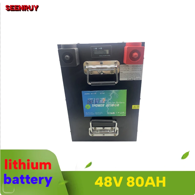 

New LFP 48V 80AH Lifepo4 Battery built-in BMS perfect for RV Motorcycle Golf Cart Forklift Agriculture Tool