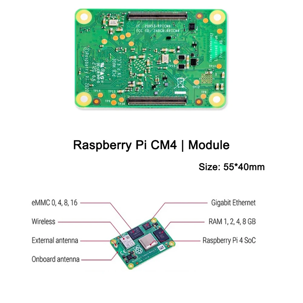 Imagem -06 - Raspberry pi Cm4 Compute Module com 1g 2g 4g 8g Ram Lite 8g 16g 32g Emmc Flash Suporte Opcional Wi-fi Bluetooth Cm4 Núcleo Board