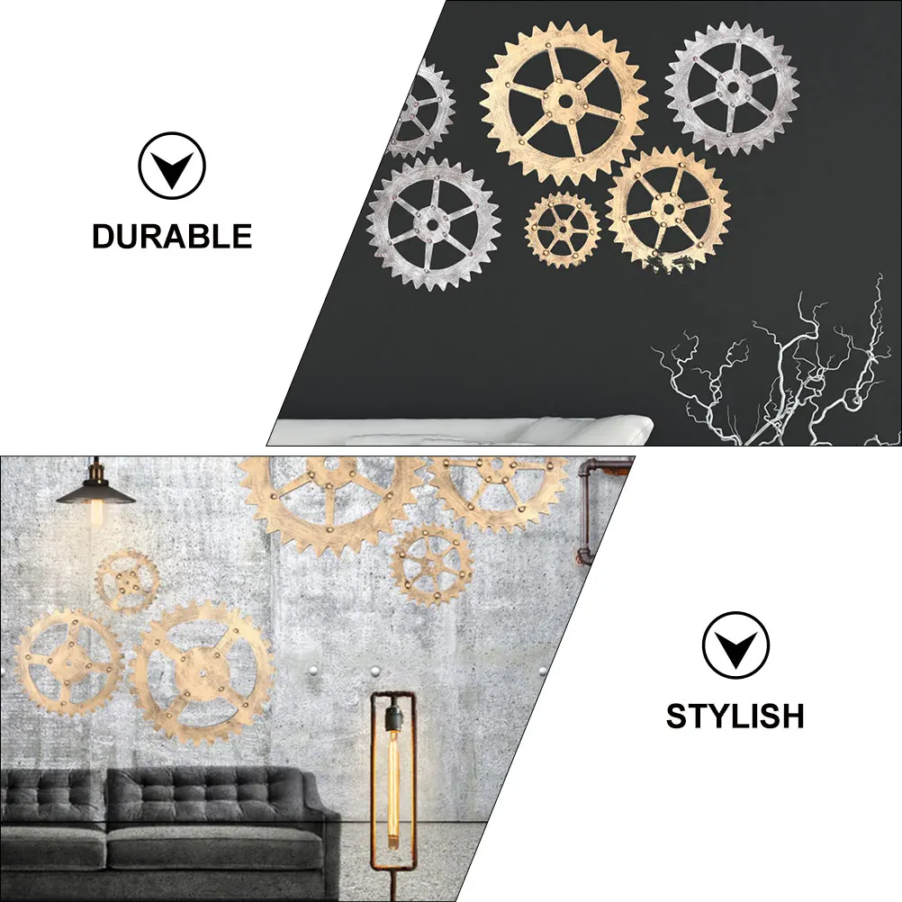

1Pcs Vintage Gear Hanging Ornament Industrial Style Mdf Bar Cafe Wall Decoration Retro Hanging Gear Wall Decor
