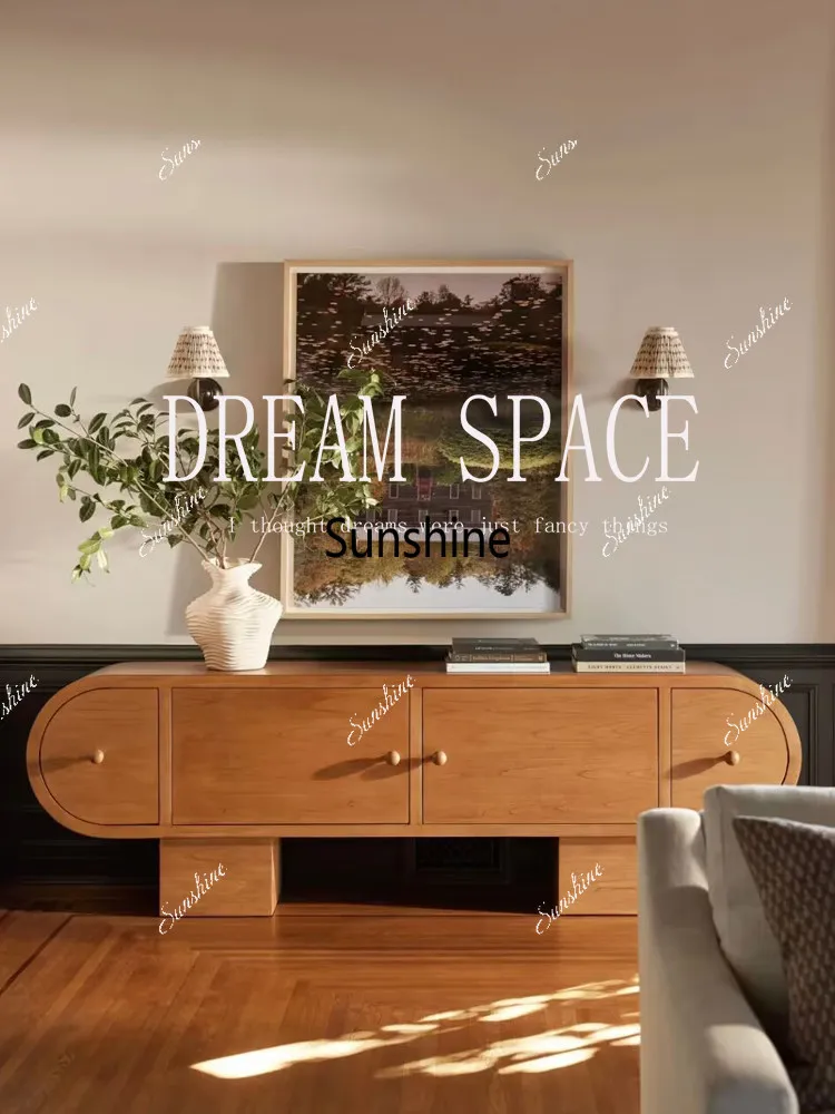 

Retro French solid wood small apartment with quiet wind storage cabinet