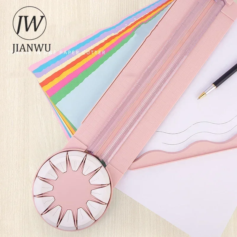 JIANWU Twelve-in-one Multifunctional Various Pattern Paper Cutter Creative DIY Journal Student Supplies Stationery