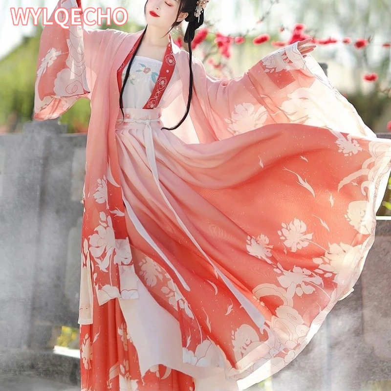 Hanfu Green Red Summer Costume Woman Chinese Traditional Ancient Dress Oriental Princess Dress Elegance Tang Dynasty Dance Wear