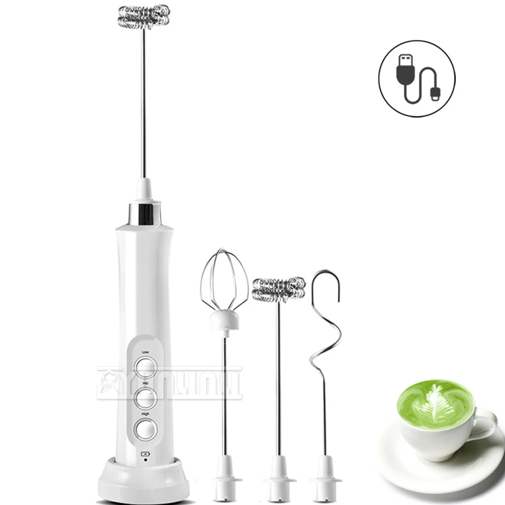 Espumador De Leite Elétrico De Aço Inoxidável, Espumador de leite portátil, Batedor de café sem fio, Misturador portátil do leite