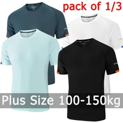 Pack of 1/3 Plus Size T-shirt for Men 5XL-9XL Summer Quick Drying Sport T-shirt Breathable Oversized Running Fitness Tee