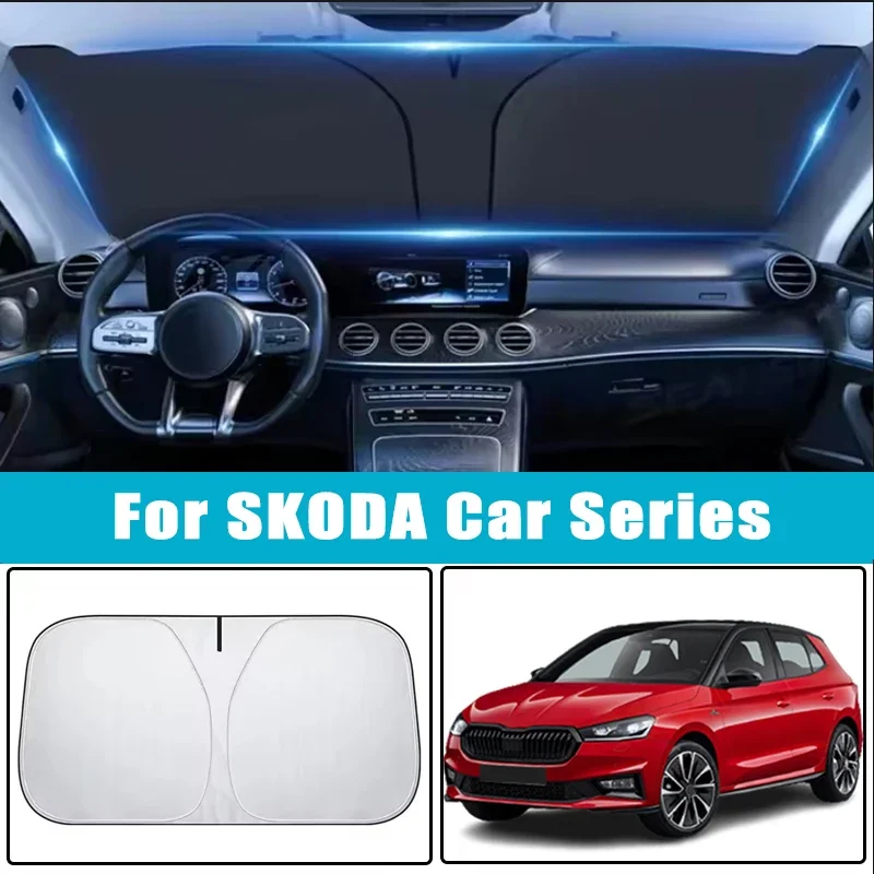

Car Windshield Sunshades Cover for Skoda Octavia Fabia Rapid Superb Kodiaq Karoq Kamiq Roomster Sun Protection Accessories
