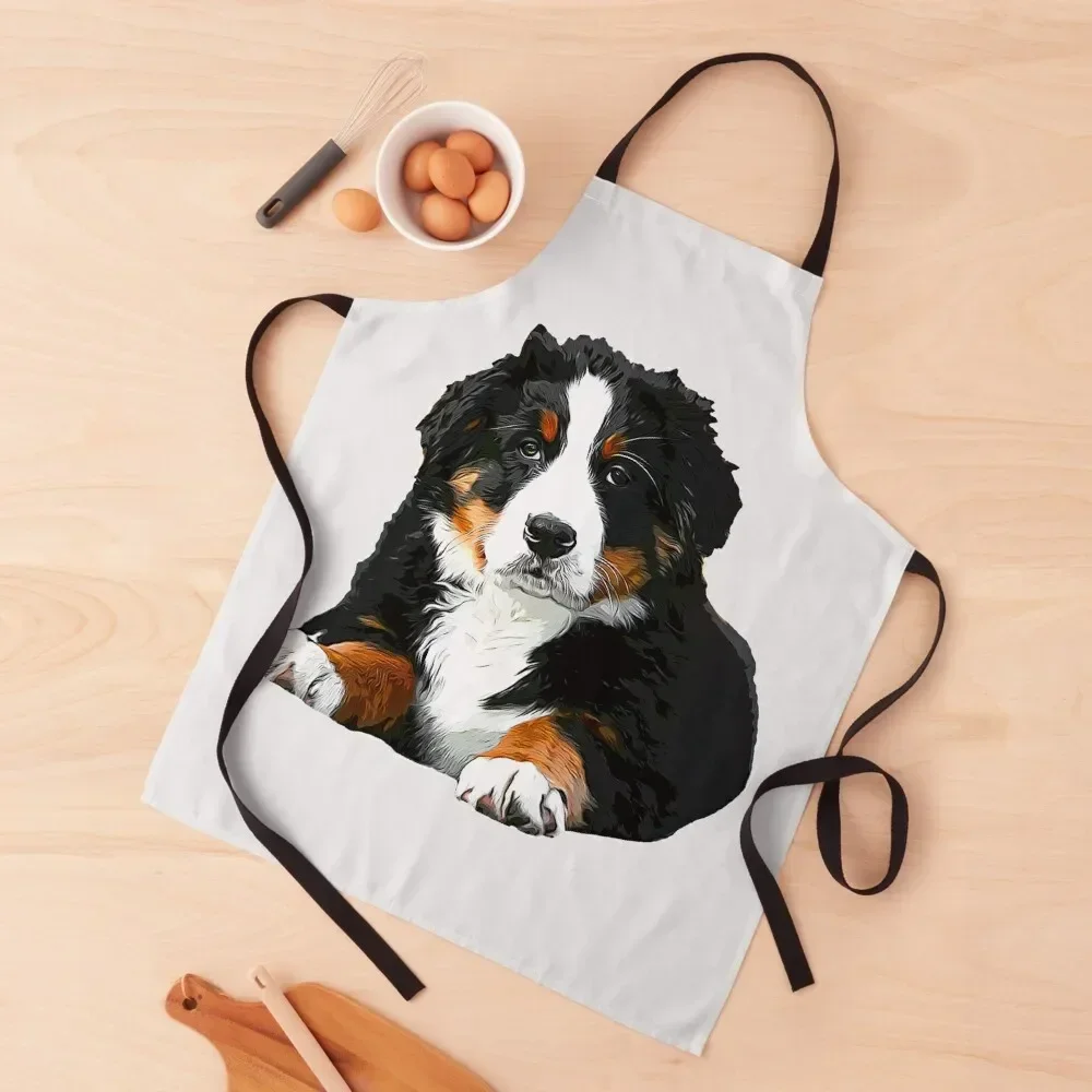 

Bernese Mountain Dog Pup! Apron Chef Uniform Women Barista painting professional hairdressing Apron