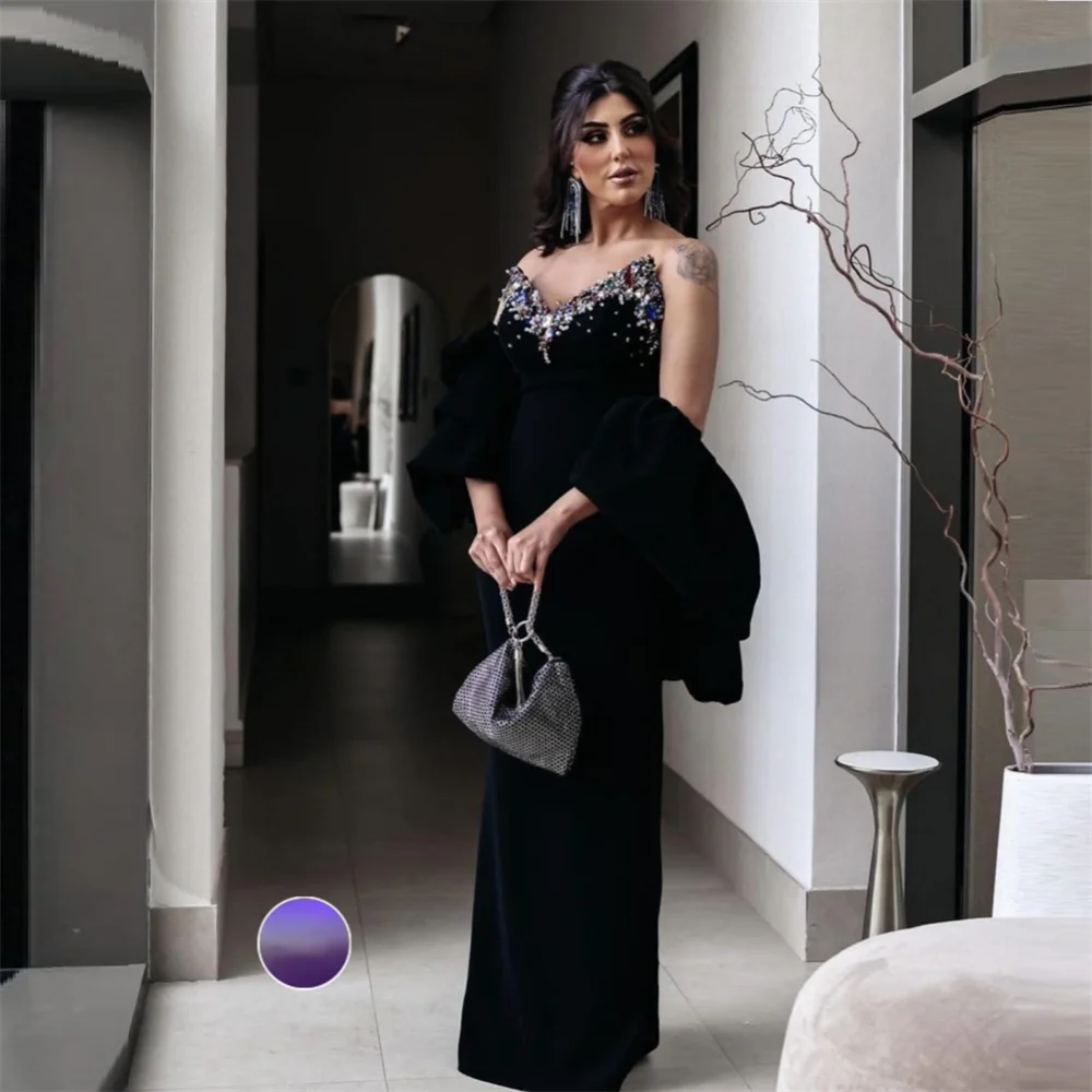 

Customized Evening Dress Formal Dearin Strapless Column Floor Length Skirts Sleeveless Applique Bead Bespoke Occasion Dresses S